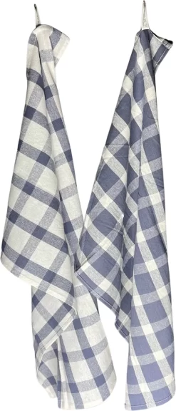 Theedoekenset Pisa - Glazendoeken - 70x50 - Set Van 2 - Geblokt - Gestreept - 100% Katoen - Glazendoeken