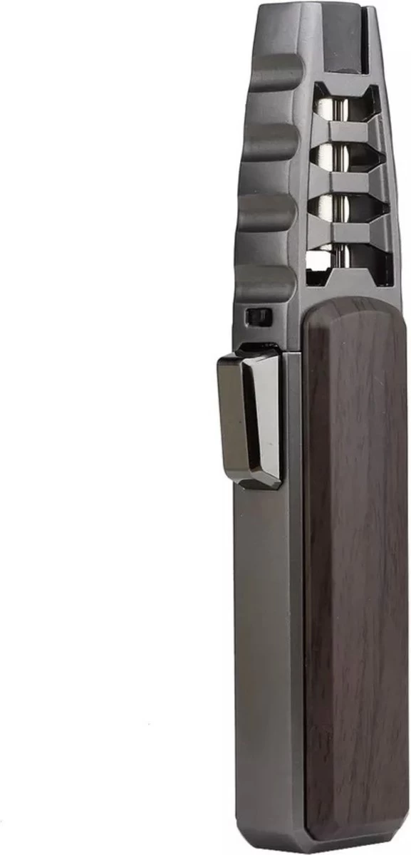 Merkloos Turbo Jetflame Aansteker - Gasbrander - Vuurwerk Torch - Crème Brûlée Brander - BBQ En Sigaren Aansteker - Windproof - Walnoothout Met Grijze Metalen Behuizing 3 Merkloos Turbo Jetflame Aansteker - Gasbrander - Vuurwerk Torch - Crème Brûlée Brander - BBQ En Sigaren Aansteker - Windproof - Walnoothout Met Grijze Metalen Behuizing - Afbeelding 3