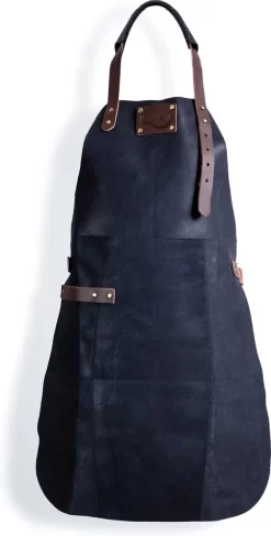 Leren Schort Luxe - Lederen Schort - ZWART - Kokschort - Kookschort - BBQ Schort - Vaderdag - Stoer Cadeau Voor Man Vader Opa Papa