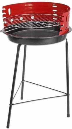 Houtskoolbarbecue Ø33 Cm | Verstelbare Grill BBQ | Halfopen | Zwart / Rood -Thuis-BBQ 676x1200