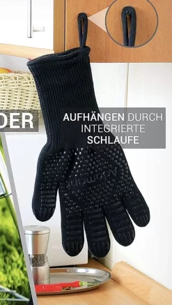 BBQ Ovenwanten- Met Gratis Vleesthermometer– Hittebestendige Handschoenen - Ovenhandschoenen - Barbecue Handschoen – Grill & Oven Want – Koken Accessoires - Vuurkorf En Openhaard - Gloves - Barbeque Keukenaccessoires -Zwart – 2 Stuks -Thuis-BBQ 678x1200
