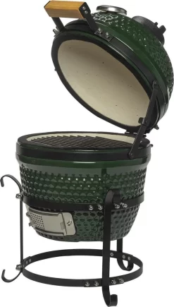 Patton Kamado Keramische Houtskoolbarbecue - 13" - Grilloppervlak Ø 28 Cm - Inclusief Heatdeflector - Groen -Thuis-BBQ 682x1200