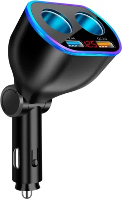 Auto Sigarettenaansteker Splitter - Losse Oplader - USB 2.0 A/USB 3.0 A 2 Poorten - Zwart - Snellader - Splitter - Auto Lader USB