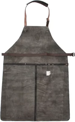 Old West BBQ Schort Barbecue Schort Leer - Zwart -Thuis-BBQ 741x1200 1