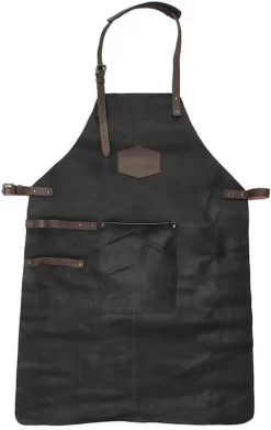 Old West BBQ Schort Barbecue Schort Leer - Zwart -Thuis-BBQ 759x1200