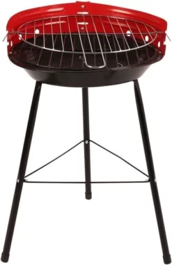 Houtskoolbarbecue Ø33 Cm | Verstelbare Grill BBQ | Halfopen | Zwart / Rood -Thuis-BBQ 778x1200