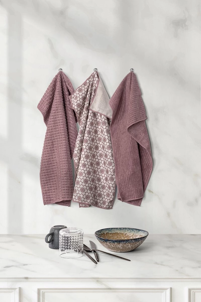 Merkloos Tiseco Essentials Keukendoek - Set Van 3 Stuks - Microvezel - 40x60cm - Flower 2 Merkloos Tiseco Essentials Keukendoek - Set Van 3 Stuks - Microvezel - 40x60cm - Flower - Afbeelding 2