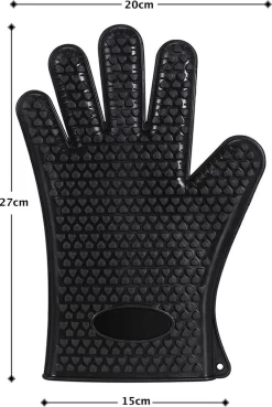 Merkloos Hittebestendige Siliconen Ovenwant -ZWART- Antislip BBQ & Keuken Handschoenen - 1 Paar -Thuis-BBQ 803x1200 1