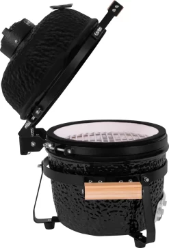 VONROC - BBQ - Kamado - 13 Inch - Ø27cm Kookoppervlak - Houtskoolbarbecue – Keramisch - Tafelmodel - Met Onderstel, Thermometer, Plate Setter & Regenhoes -Thuis-BBQ 817x1200