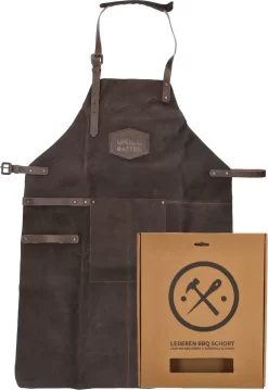 Old West BBQ Schort Barbecue Schort Leer - Bruin