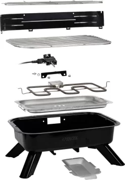 Princess 112252 Hybride Barbecue – Elektrische BBQ - Tafelmodel - 2000W - 44x 29cm - Gebruik Elektrisch Of Met Kolen -Thuis-BBQ 835x1200