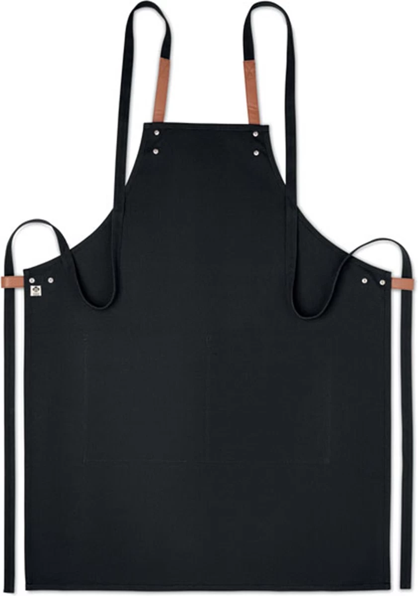 Premium Keukenschort - Dames En Heren - Duurzaam - Keukengerei - Zwart 3 Premium Keukenschort - Dames En Heren - Duurzaam - Keukengerei - Zwart - Afbeelding 3