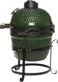 Patton Kamado Keramische Houtskoolbarbecue - 13" - Grilloppervlak Ø 28 Cm - Inclusief Heatdeflector - Groen -Thuis-BBQ 848x1200