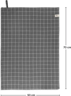 Walra Theedoeken Dry With Cubes, Stripes & Blocks - Keukenhanddoeken 3 X 50x70cm - Theedoeken En Keukendoeken Set 100% Katoen - Off Black -Thuis-BBQ 887x1200