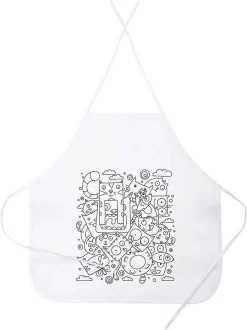 Merkloos Kinderschort - Keukenschort Kinderen - Schortje - Knutselschort - Kinderen - Meisje - Jongens - Inclusief 5 Kleurtjes - One Size - Wit