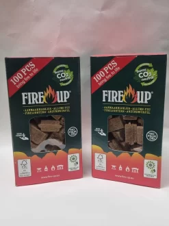 FIRE-UP Aanmaakblokjes Bruin COMBI-DEAL - 2x100 Stuks- Houtkachel Terrashaard BBQ Barbeque Vuurkorf Openhaard Mileuvriendelijk