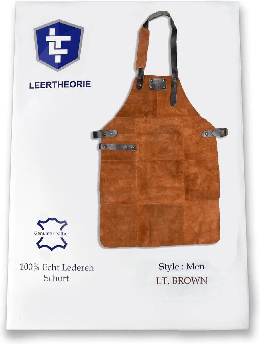 Leren Schort Suede + Handschoenen | LICHT BRUIN (Cognac) | BBQ Schort - Lederen Kookschort – Man - 81 X 56 Cm 2 Leren Schort Suede + Handschoenen | LICHT BRUIN (Cognac) | BBQ Schort - Lederen Kookschort – Man - 81 X 56 Cm - Afbeelding 2