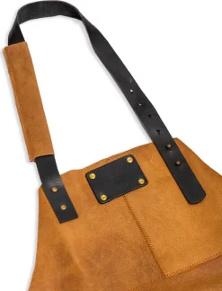 Leren Schort – Soepel Licht Bruin Leer - Barbecueschort - Kokschort - Kookschort – Keukenschort Man – 81 X 56 Cm -Thuis-BBQ 915x1200