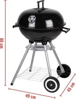 BBQ Collection Houtskoolbarbecue - Kogelbarbecue 45 X 60 Centimeter - Ronde Barbecue - Barbecue Op Wielen - Zwart - Metaal -Thuis-BBQ 925x1200