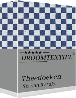 Droomtexiel® Horeca Kwaliteit Katoenen Theedoeken & Keukendoeken Set - 6x Theedoeken + 6x Keukendoeken - Blauw Wit - -Thuis-BBQ 929x1200 1
