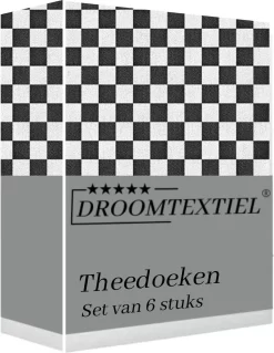Droomtexiel® Horeca Kwaliteit Katoenen Theedoeken & Keukendoeken Set - 6x Theedoeken + 6x Keukendoeken - Zwart Wit - -Thuis-BBQ 929x1200 2