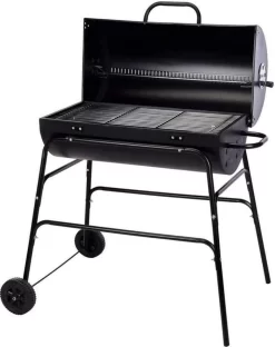 BBQ XL Houtskoolbarbecue - Cilindervorm - Grilloppervlak (LxB) 71 X 35 Cm - Zwart