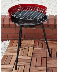 Houtskoolbarbecue Ø33 Cm | Verstelbare Grill BBQ | Halfopen | Zwart / Rood -Thuis-BBQ 957x1200