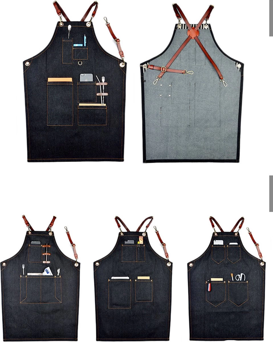 Schort - Denim - Zwart - Stoer - Dames - Heren - Spijkerstof - Sloof - Keuken Schort - Jeans - Kappers Schort - Koken - Bediening - Horeca - Bedrijfskleding - Hobby - Denim Schort - Hip - CADEAU TIP 5 Schort - Denim - Zwart - Stoer - Dames - Heren - Spijkerstof - Sloof - Keuken Schort - Jeans - Kappers Schort - Koken - Bediening - Horeca - Bedrijfskleding - Hobby - Denim Schort - Hip - CADEAU TIP - Afbeelding 5