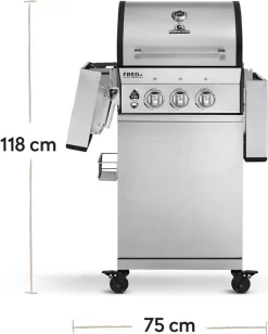 Burnhard Gas BBQ FRED JR. Deluxe - 2 Branders - Incl. Keramische Infraroodbrander & Afdekhoes - Deluxe -Thuis-BBQ 961x1200